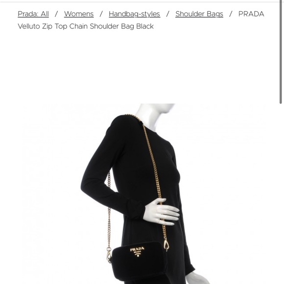 AUTHENTIC Prada Velluto Velvet with Chain Handbag - Picture 10 of 10